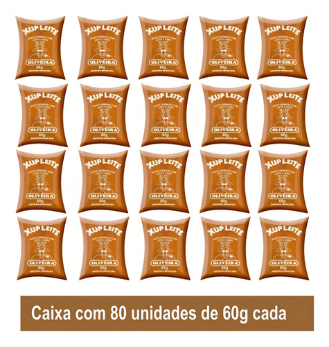 Doce De Leite Cremoso Oliveira Xupão Sache 60g Cx C/80 Unid