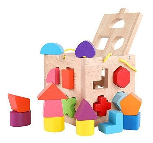 Qzm Shape Sorter Toy Con 19 Hoyos My First Wooden Toys Shape