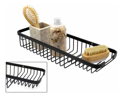 Estante Negro Repisa Rejilla Organizador Baño Inoxidabl Bce