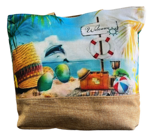 Bolso Cartera Tela Playa-piscina Verano Camping Trenzado