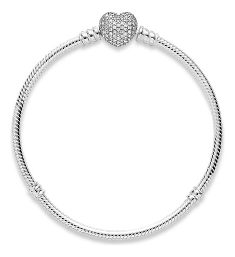 Pulseira Pandora Moments com broche prateado Twinkle Heart, tamanho 23 cm