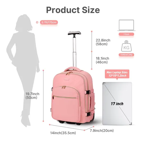 Devpnr Mochila Con Ruedas Para Mujer, Mochila De Viaje Para