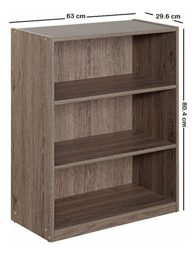 Estante De Madera Minimalista Color Café Con 3 Entrepaños
