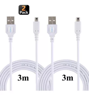 Exlene 2pc 2ds 3ds Cable Cargador Usb, 3 M Blanco