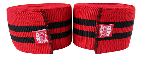 Kit Faixa De Joelho + Strap Largo Mão Puxada Agachamento Cor Vermelho Com Preto