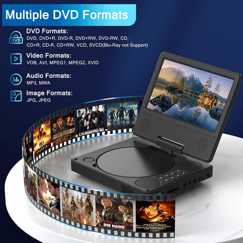 Reproductor Dvd Portátil Para Niños Con Pantalla Hd Giratori