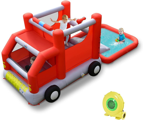 Piscina Inflable En Forma De Camion De Bomberos Bountech