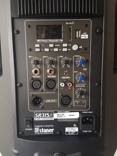 Alto-falante Staner SR-315A portátil com bluetooth preto 100V/240V