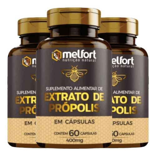 Kit 3x Extrato De Própolis 400 Mg - 60 Cápsulas