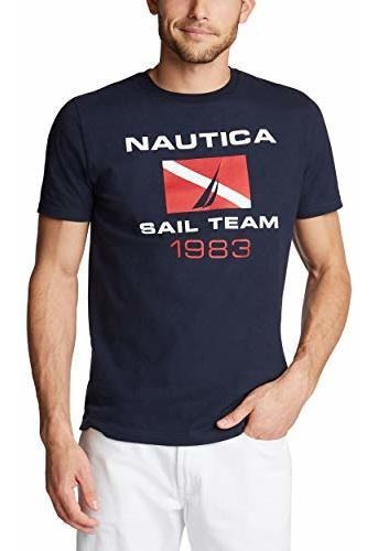 Nautica Camiseta Estampada De Manga Corta 100% Algodón De La