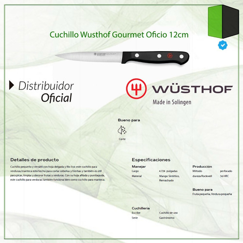 Cuchillo Wusthof Gourmet Oficio 12 Cm Aleman Calidad Super