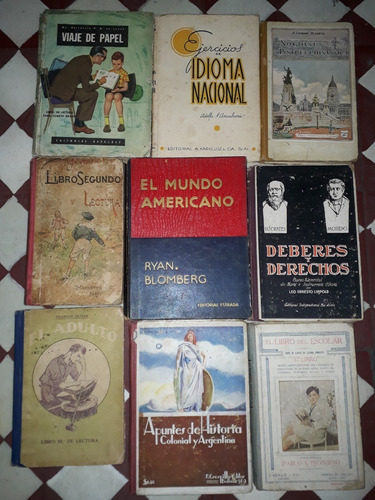 Textos Escolares Antiguos-lote De 9 Libros (Usado)