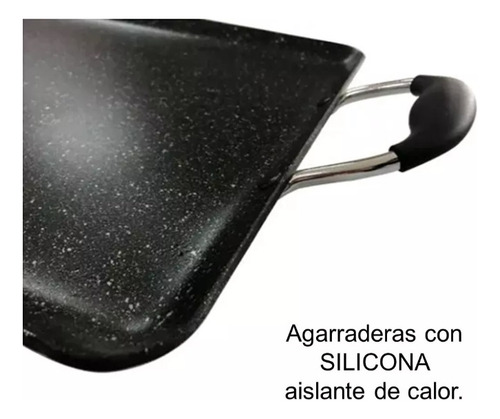 Sarten Comal Doble Antiadherente Mármol Kung Fu 50 X 29cm Color Negro