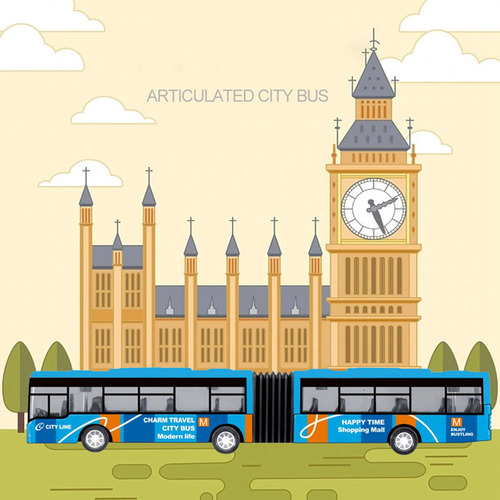 Fs Brinquedo De Ônibus Articulado De Duas Seções, Azul