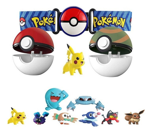 Pack Juguetes Pokémon Cinturon De Pokebolas + Set 8 Figuras