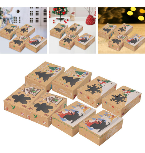 Cajas De Navideñas, Cajas De Pastelería Para 8 Piezas