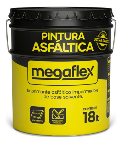 Pintura Asfaltica 18l Megaflex Base Solvente Secado Rapido