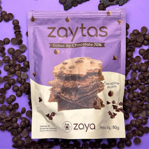 Kit 2x: Biscoito Zaytas Gotas Chocolate Sem GlĂșten Zaya 80g