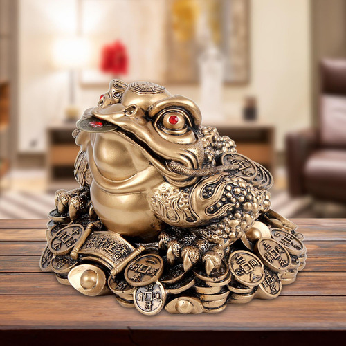 Resina Chinesa Sorte Dinheiro Sapo Estátua Decoração De