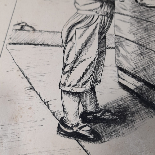 Imagem 5 de 7 de Pintura Desenho Bico De Pena Nanquim Datado 1953 Antigo