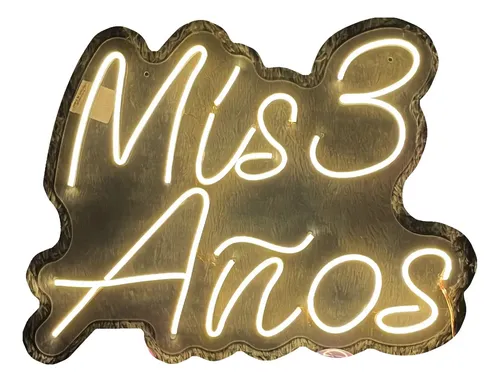 Decoración Letrero Led Neón Personalizado Mis 3 Años | Meses sin interés