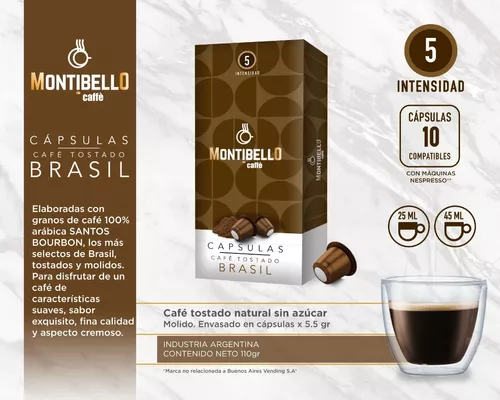 Capsulas Cafe Montibello Nespresso Comp Brasil + Italia X20u