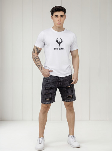 Bermuda Rasgada Gris - Full Jeans
