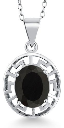 Gem Stone King Collar Con Colgante De Llave Griega De Plata 