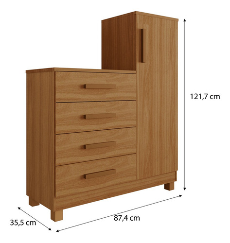 Cômoda Quarto Grande Bebê 1 Multiuso Sapateira 4 Gavetas