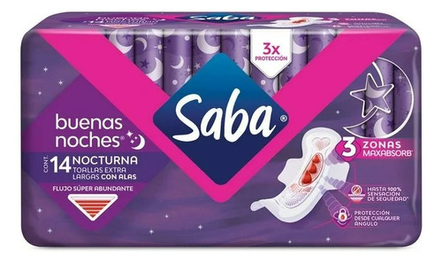 5 Pzas Toallas Femeninas Saba Buenas Noches Nocturna Extra L