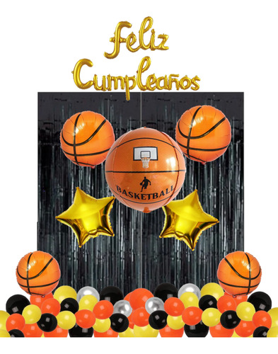 Set De Globos Metalizados Basketball, Baloncesto 41 Piezas