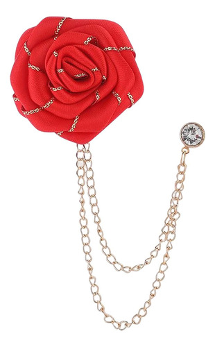 Novio Flor Pin Borla Cadena Elegante Traje Accesorios Rose