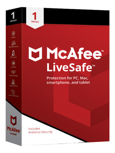 Licencia Antivirus Mcafee Livesafe 1 Dispositivo [1 Año]