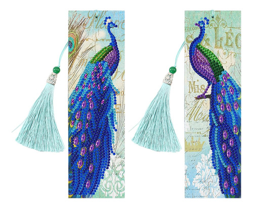 5d Diamond Painting Bookmark Kits Tassel Art Para Pavo Real
