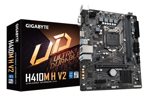 Placa-mãe Gigabyte H410m H V2 - Suporta CPUs Intel Core 10th, Ddr4 (OC) de até 2933 MHz, 1xPCIe 3.0 M.2, LAN Gbe, USB 3.2 Gen 1