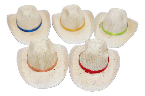 50 Sombrero Texano 8cm Vaquero Miniatura Mini Color Natural