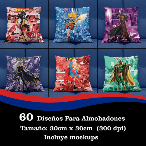 Diseños / Plantillas Para Almohadones De Superheroes Comics