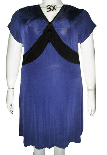 Vestido Azul/violeta Con Pedreria Negra Talla 3x (42/44w Mex) Citiknits