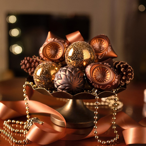 Adornos De Bola De Navidad Inastillables 7 Cm Marrón Y Bronc
