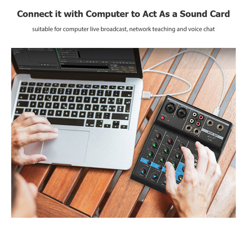 Consola Mezcladora Profesional De 4 Canales Mini Usb Mixer