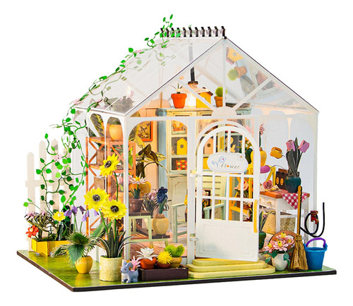 Casa De Muñecas En Miniatura De Madera Para Hacer Y Maceta