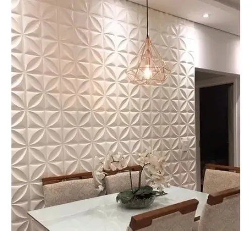 100un Placas 3d Pvc Revestimento Papel De Parede 25x25cm Branco