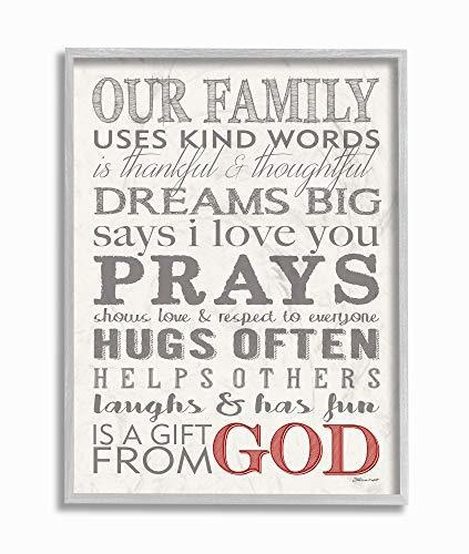 Stupell Industries Our Family Dream Pray - Lienzo Decorativo