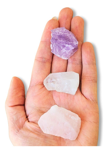Set De Piedras Energeticas Amatista, Cuarzo Rosa Y Cristal