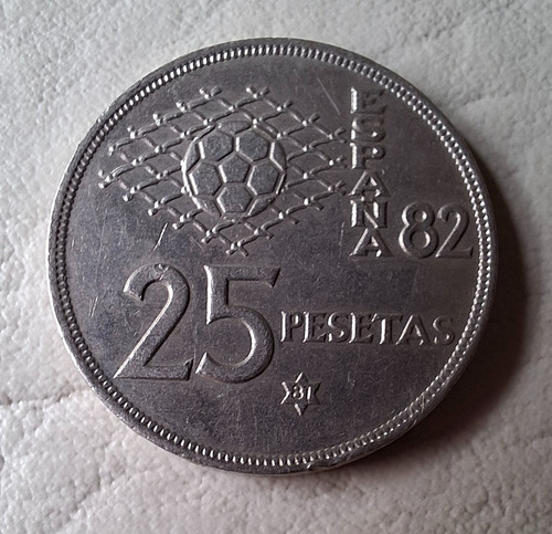 Moneda España 25 Pesetas. Mundial 1982. Estrella 81. Exc. (Usado)