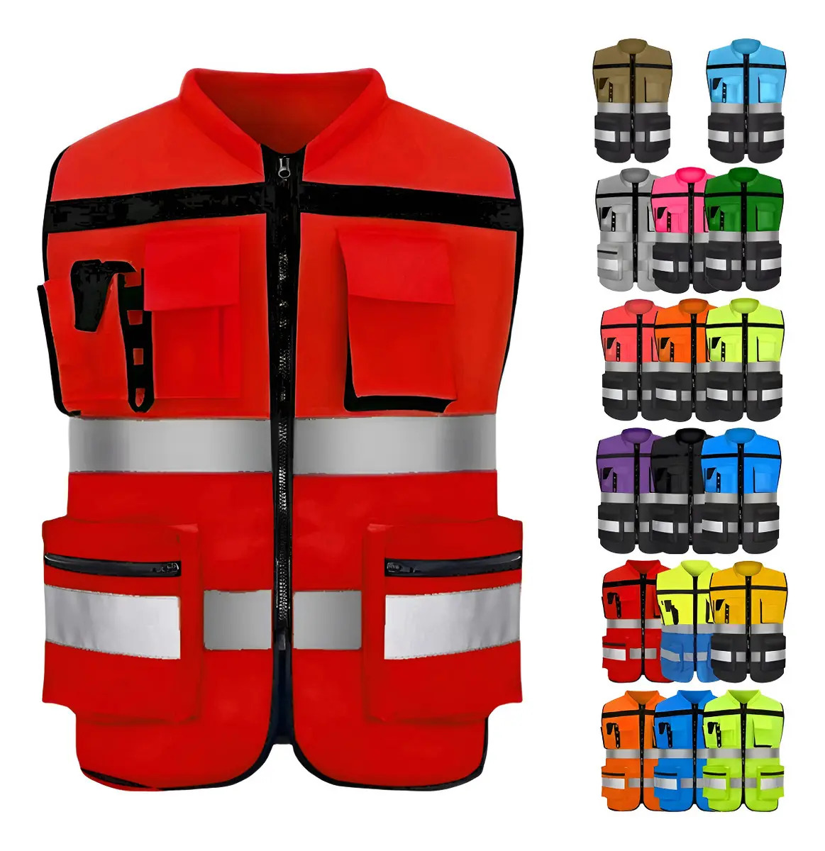 Chaleco De Seguridad Reflejante Industrial Superbrillante Color Rojo Puro Talla Del Chaleco Reflejante Xl