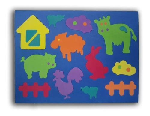 Rompecabezas Puzzle Encastre Animales De Granja Goma Eva