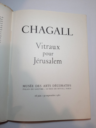 Antiguo Libro Vitraux Pour Jérusalem Chagall 1961 Ro 1422