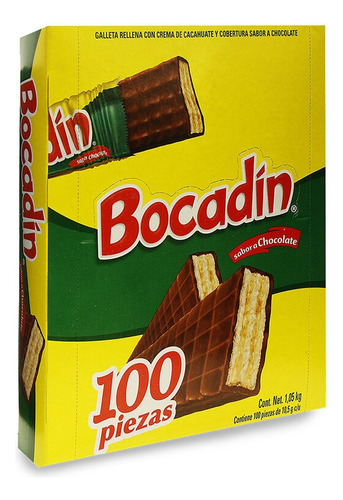 Galleta Rellena Chocolate Bocadin Dulce Caja 100pz