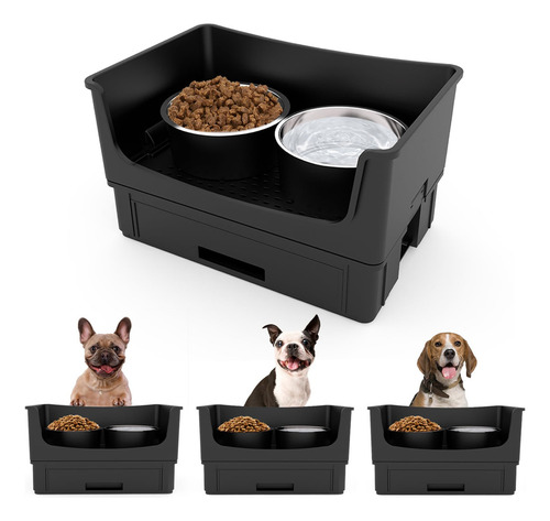 Tazones Para Perros Antiderrame Juego De 2 Cuencos De Acero